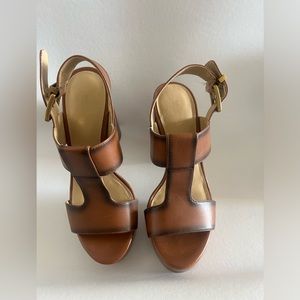 MK Becker Burnished Leather Platform Sandal